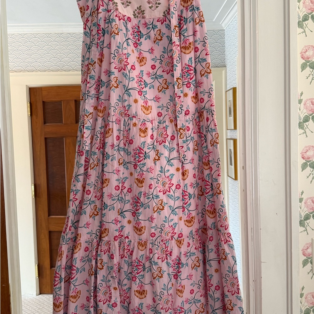 Pink Floral Tiered Maxi Dress